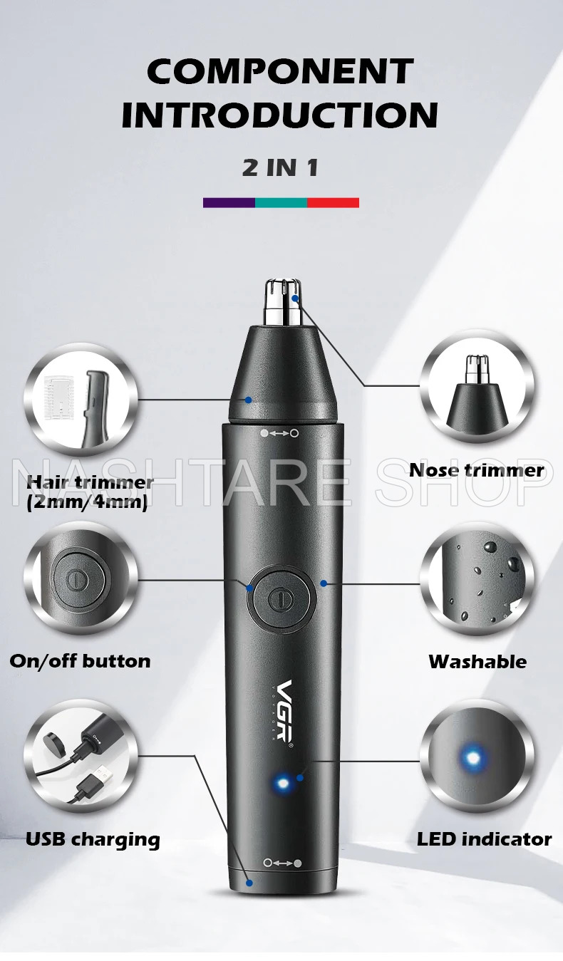 VGR Professional Barber Nose Hair Clipper V-613 | ماكينة قص شعر الأنف الاحترافية VGR V-613" - Image 3