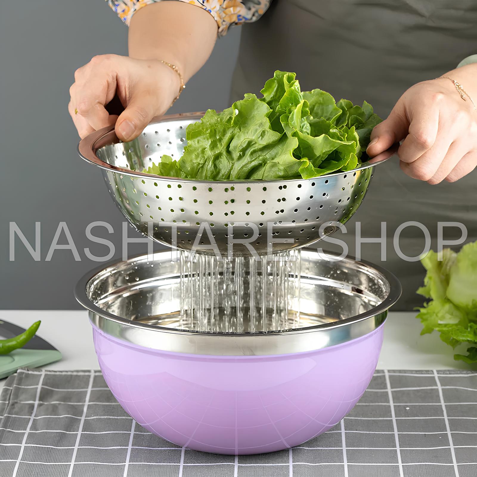 Stainless Steel Mixing Bowls with Lids | أوعية خلط من الستانلس ستيل مع أغطية - Image 2