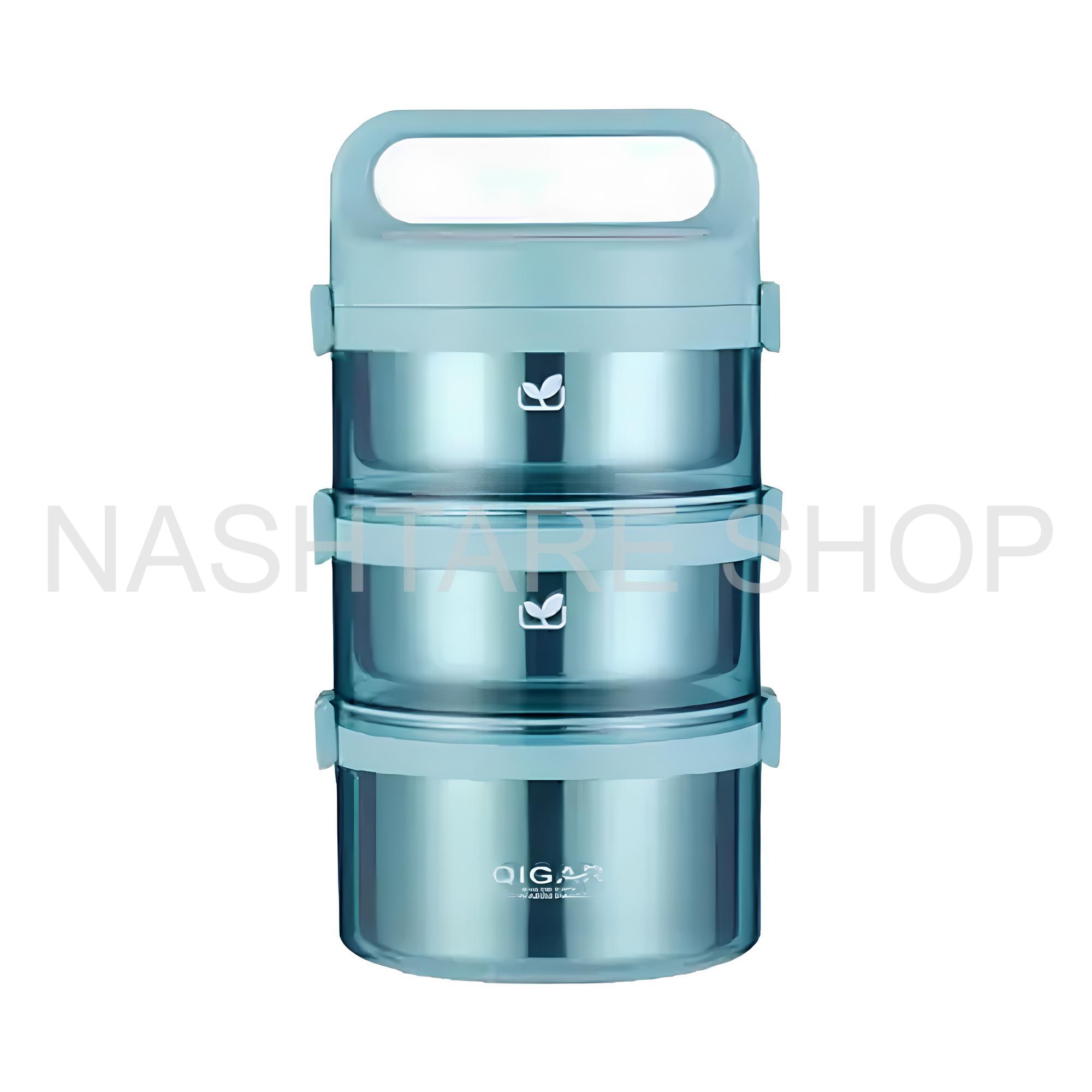 3-Layer Stainless Steel Lunch Box | علبة غداء ثلاث طبقات ستانلس ستيل - Image 2