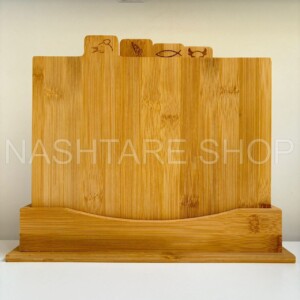 4-PCS Wooden Cutting Board Set with Stand | طقم 4 ألواح تقطيع خشب مع حامل